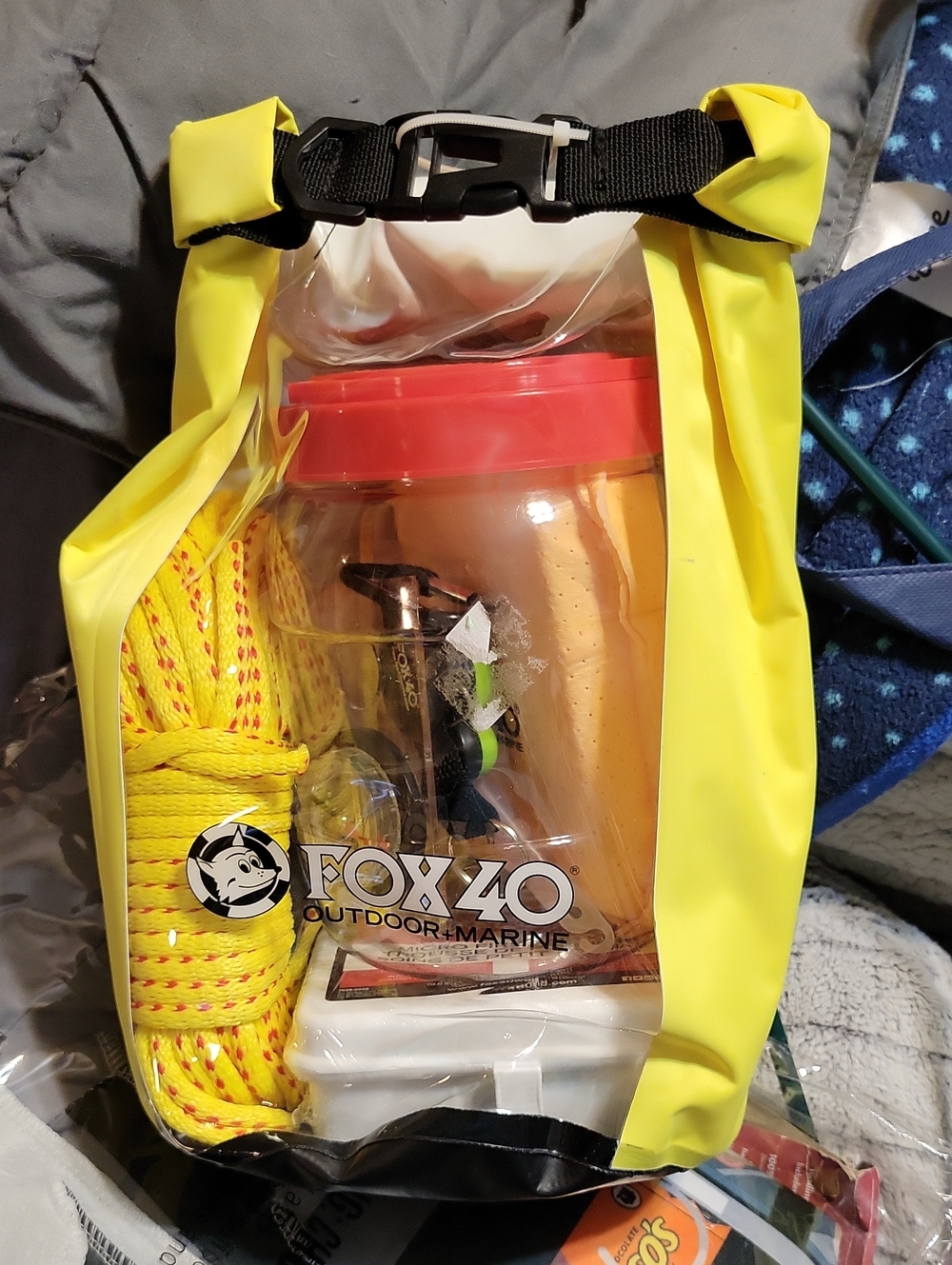 Yellow Dry Bag with Red Lid - Waterproof Outdoor Pouch
